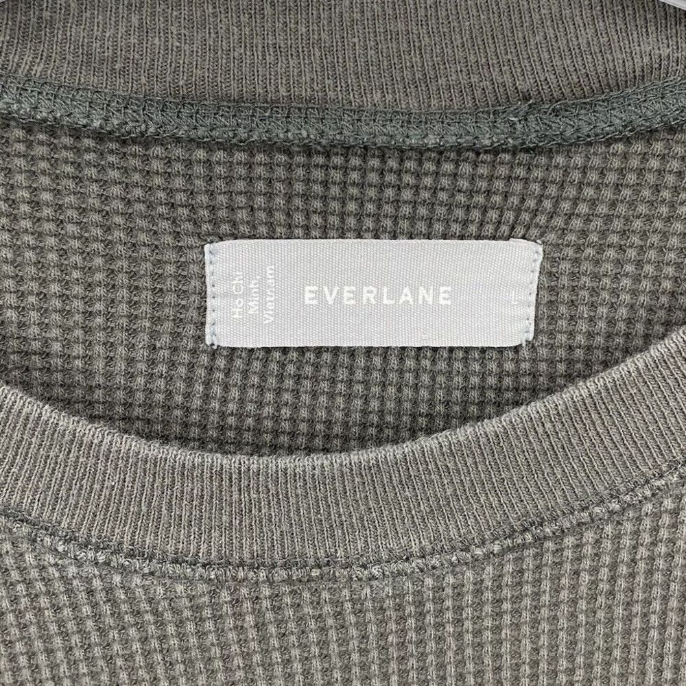 EVERLANE Waffle Tee Women Large L Olive Green Organic Cotton Long Sleeve Thermal - Picture 6 of 7